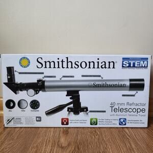 Smithsonian Telescope 40mm Refractor 25x & 125X Lenses Tripod STEM Space Birds